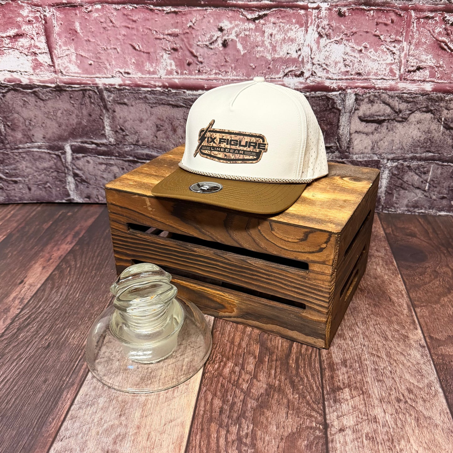 Off White & Caramel Zapped Rope Hat