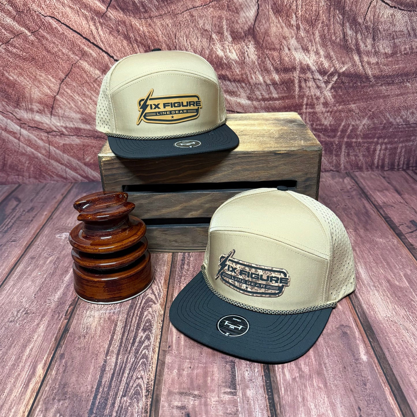 Khaki & Black Zapped Panel Rope Hat