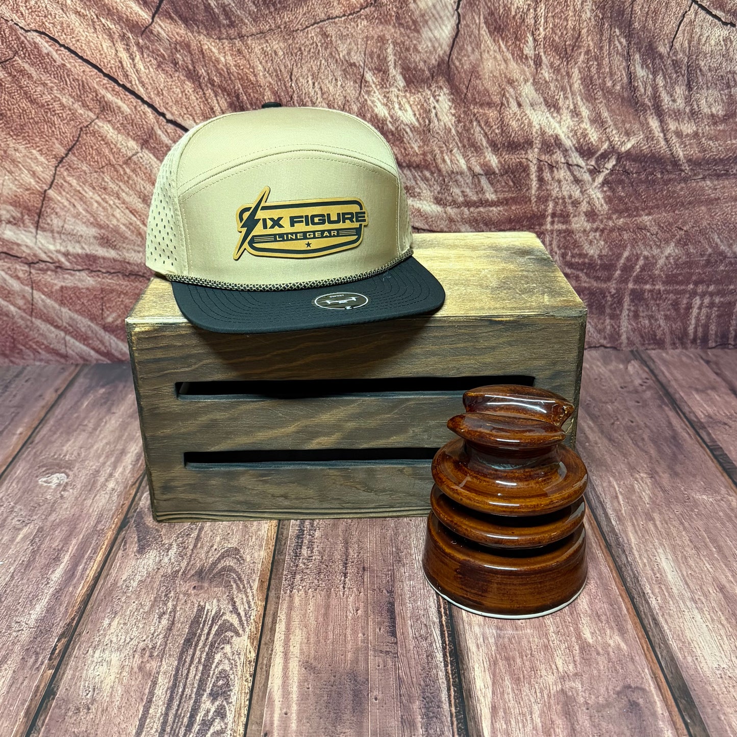 Khaki & Black Zapped Panel Rope Hat