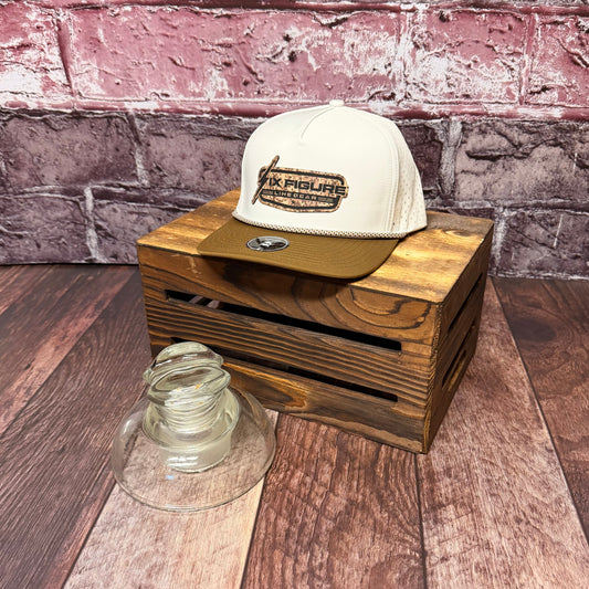 Off White &  Caramel Zapped Rope Hat